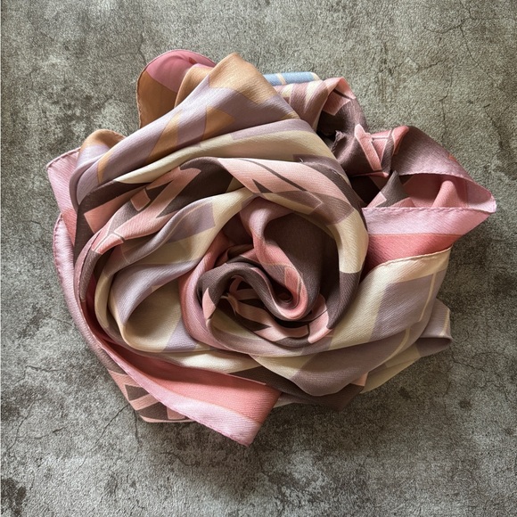 Lavin Collection Vintage Ombré Logo Scarf Rose Tan | OS - Picture 4 of 5